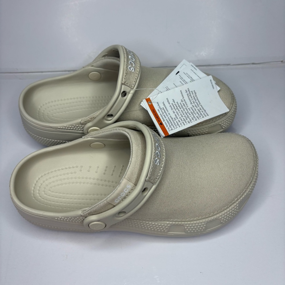 CROCS Light Beige Canvas Clogs
